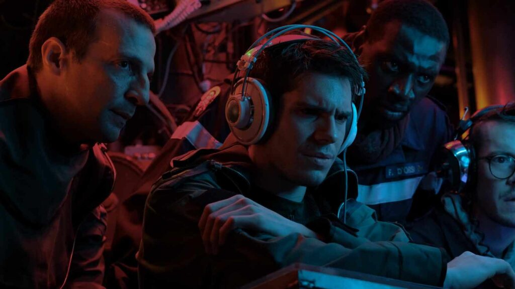 François Civil, Omar Sy, Mathieu Kassovitz et Reda Kateb dans Le chant du loup