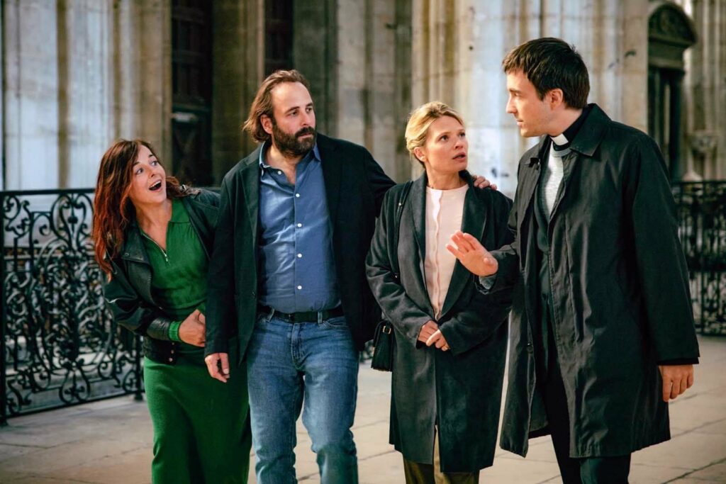 Laure Calamy, Vincent Macaigne, Mélanie Thierry et Lyes Salem dans "C'est quoi l'amour"